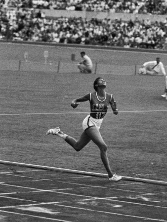 Rudolh winning the 100 meter dash. (http://www.art.com/products/p14008341-sa-i2848061/george-silk-us-sprinter-wilma-rudolph-winning-womens-100-meter-dash-in-olympics.htm ())